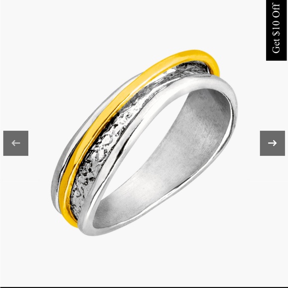 Float On Spinner Ring, Two-Tone sizes 5-11 available. - Picture 3 of 7